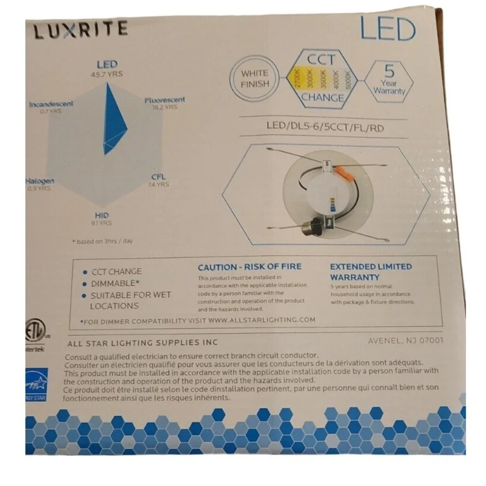 Luxrite LR23796 ‎ Downlight Round 5-6
